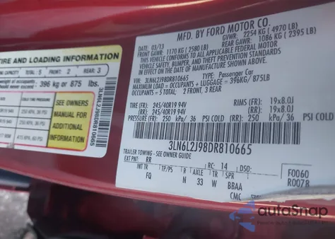 2013 Lincoln Mkz из США, поврежденный, VIN 3LN6L2J98DR810665